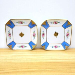 Vintage Rosenthal Ornate Square Floral Plates.Pair